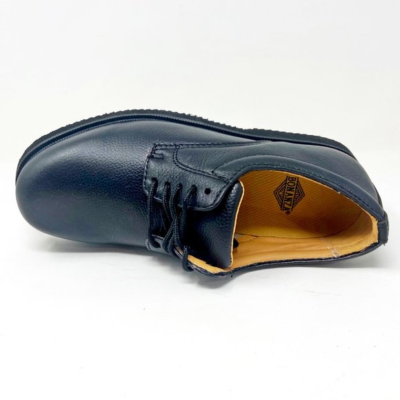 Bonanza 4" Full Grain Tumbled Leather Black Plain Toe Mens Work Boots BA400 - Picture 4 of 5